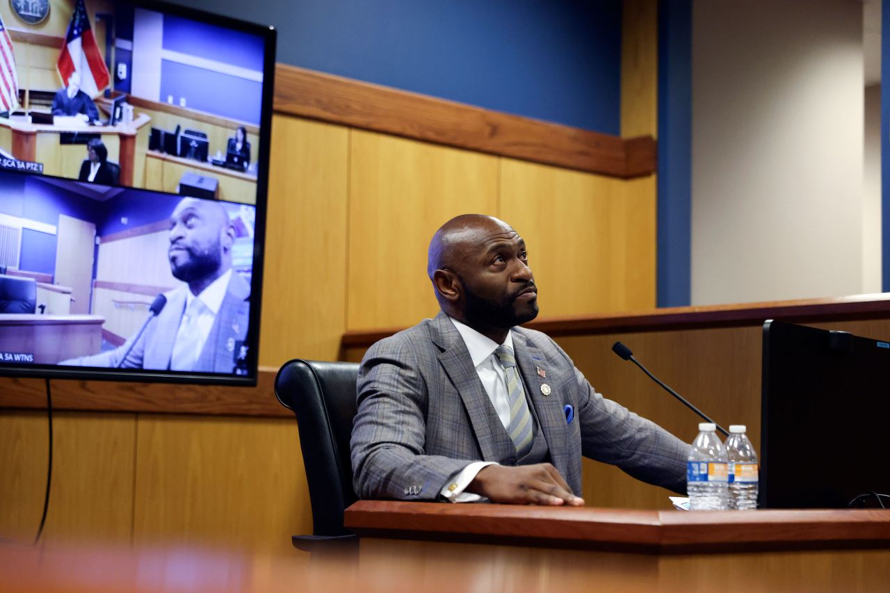 Fulton County Special Prosecutor Nathan Wade testifies during a hearing on the Georgia election interference case on Thursday in Atlanta. 