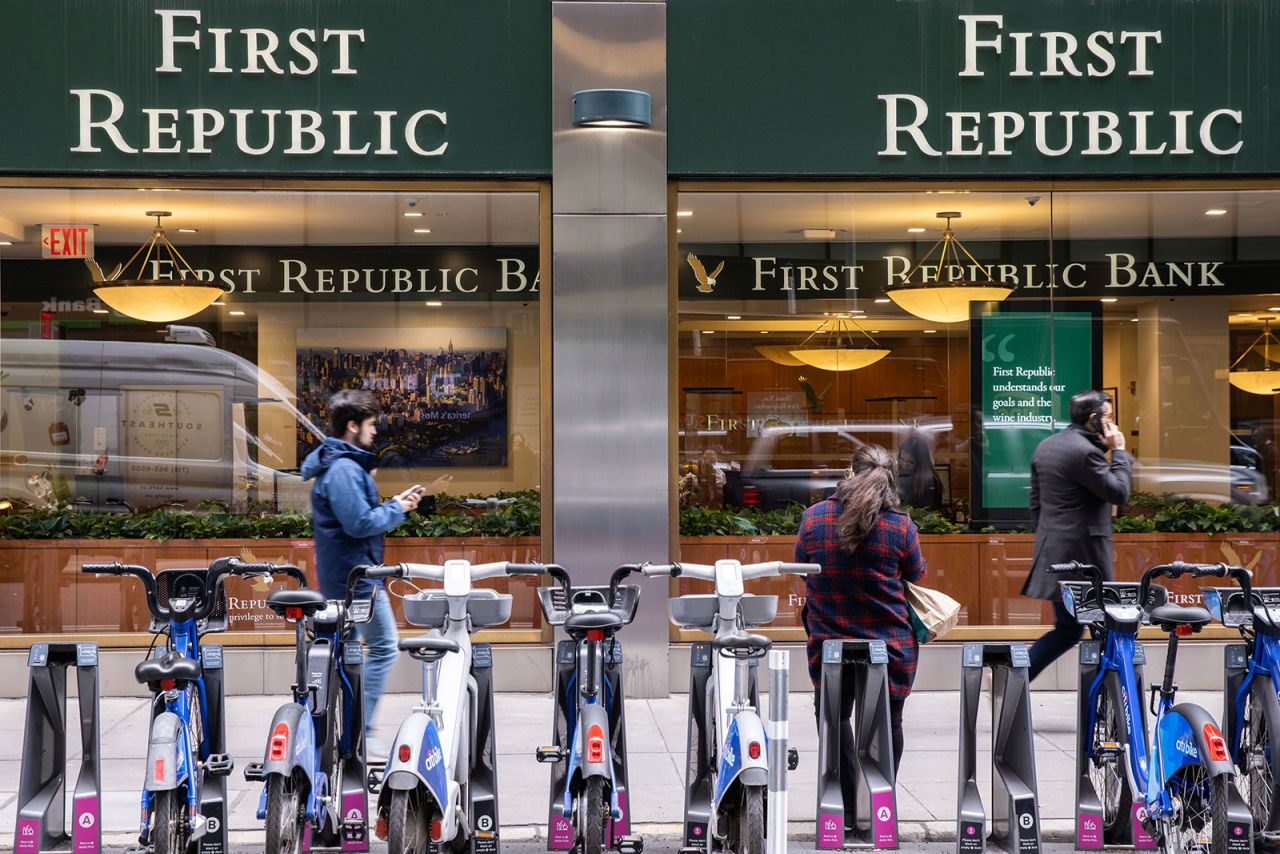 A First Republic Bank branch in New York on March 10. 