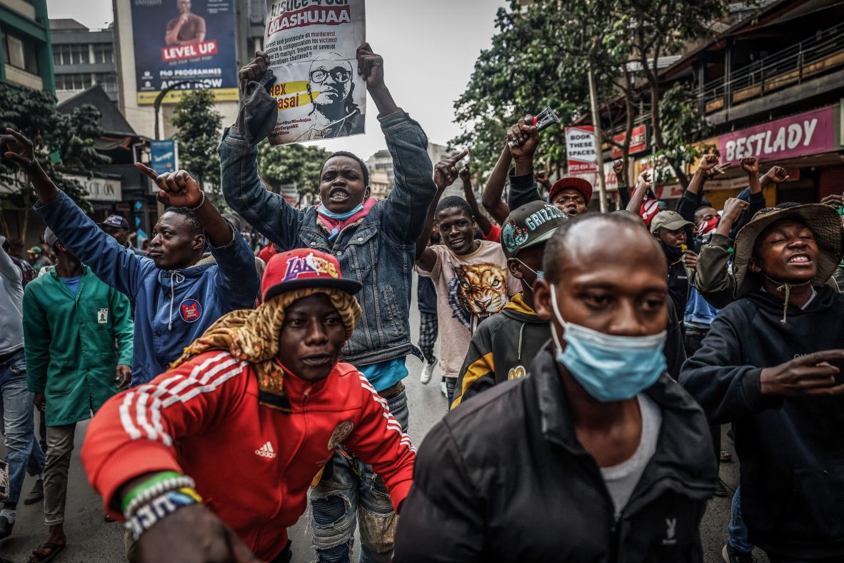 Demonstrators march in downtown Nairobi, Kenya, on Wednesday, June 25. <a  target="_top" href="/newspapers?url=https://www.cnn.com/2025/06/25/africa/kenya-anti-tax-anniversary-protests-intl">Protesters took to the streets this week</a> to mark one year since the anti-tax demonstrations last June that left dozens dead and sparked nationwide outrage. The demonstrations in 2024 forced the withdrawal of a <a  target="_top" href="/newspapers?url=https://www.cnn.com/2024/06/27/africa/kenya-rocked-by-fresh-protests-intl/index.html">controversial finance bill</a> that raised taxes. However, many of Kenya’s youth are still enraged over several cases of alleged<strong> </strong>police brutality, including the <a  target="_top" href="/newspapers?url=https://www.cnn.com/2025/06/12/africa/albert-ojwang-death-kenya-protests-intl">death of a teacher in police custody</a> and the shooting of an unarmed street vendor.