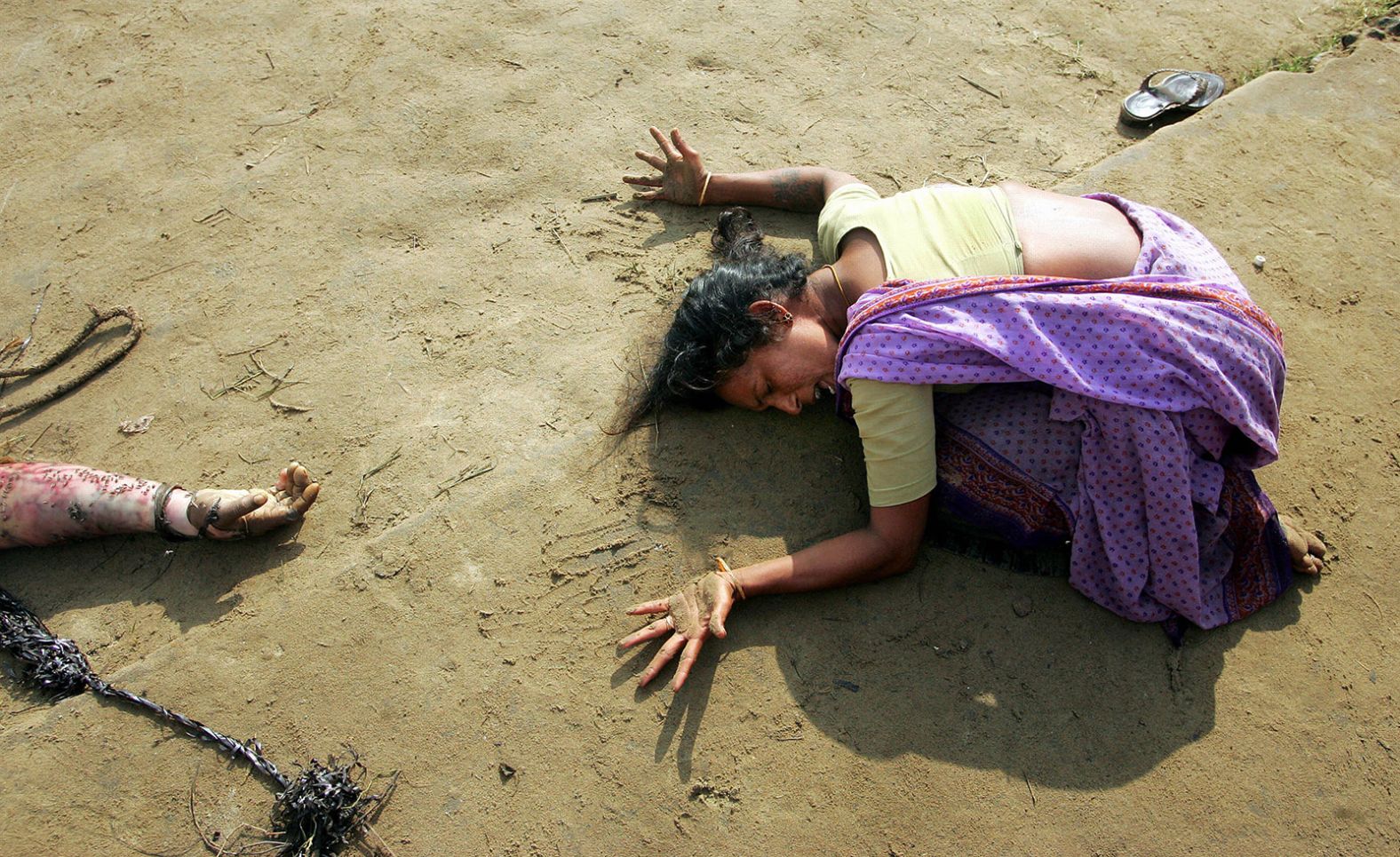 A woman in Cuddalore, India, mourns the loss of a relative who was killed in the tsunami.