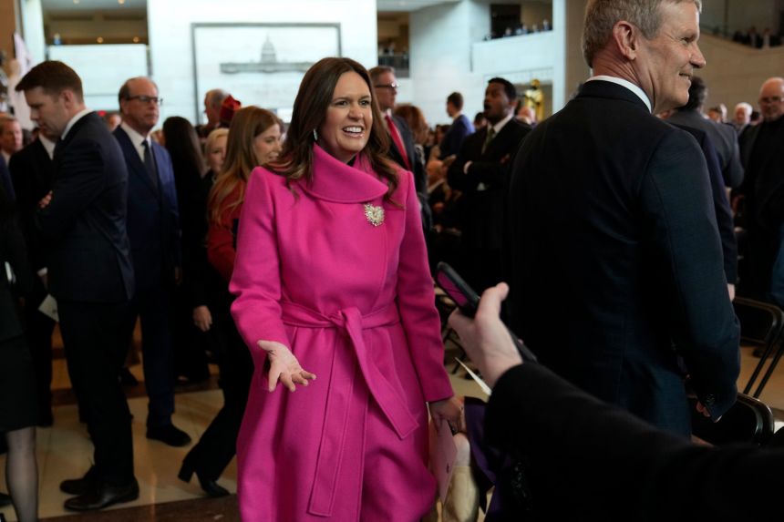 Arkansas Gov. Sarah Huckabee Sanders arrives prior to the inauguration of Donald Trump at the United States Capitol on January 20, 2025, in Washington, DC.