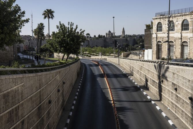A street in Jerusalem is empty Friday amid fears of a retaliatory attack.