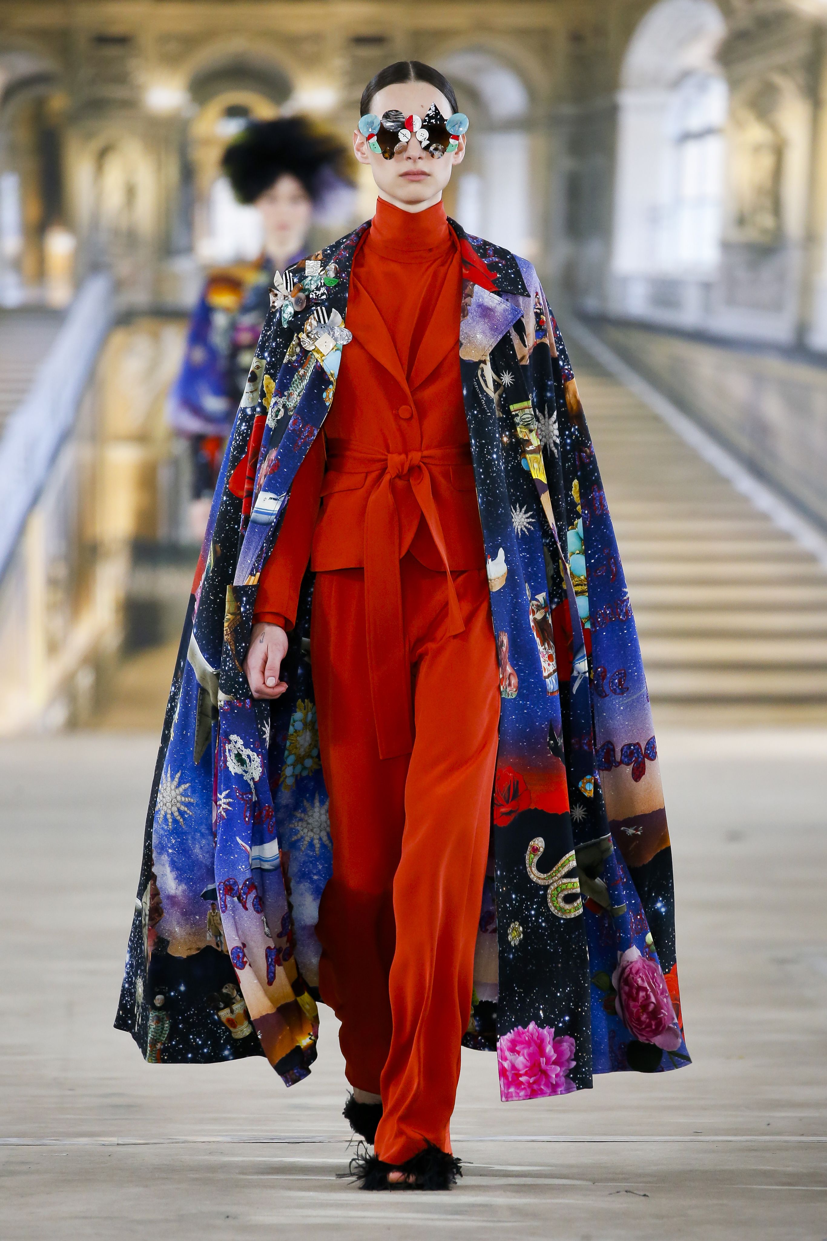 Libertine’s graphics this season were not quite inspired by fever dreams, but a hypnotism session that kept returning to the fashionable late art collector Peggy Guggenheim.
