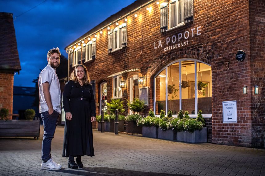 Owners Joseph Rawlins and Gaëlle Radigon outside their French-style restaurant La Popote.