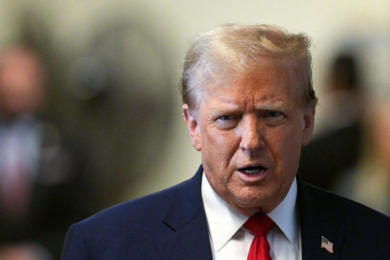 Donald Trump speaks to the media in New York City on April 23.