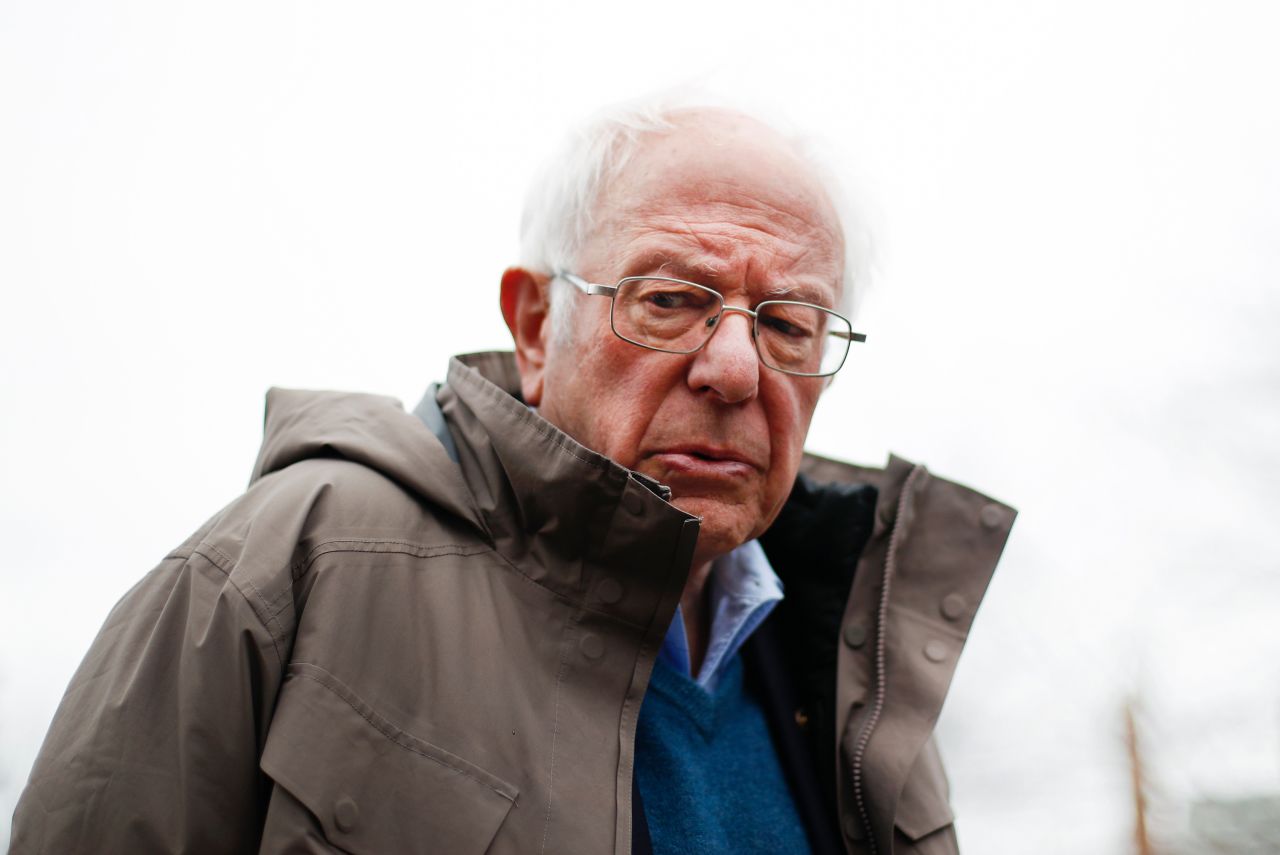 Democratic presidential candidate Sen. Bernie Sanders outside a polling location in Detroit on Tuesday, March 10, 2020.?