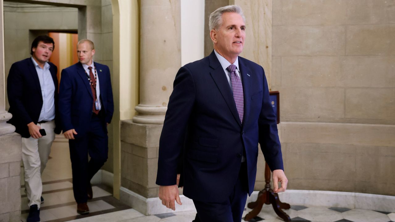 Former House Speaker Kevin McCarthy leaves his offices on Tuesday.