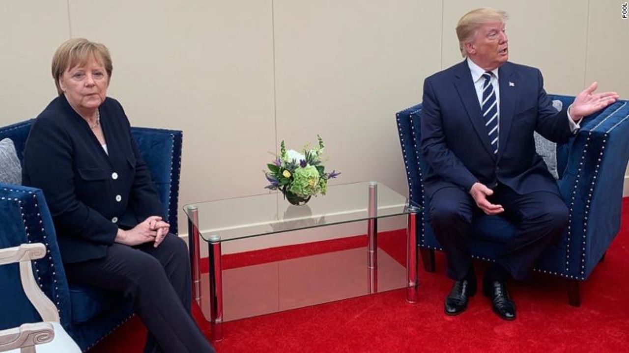 Chancellor Merkel and President Trump ahead of their short meeting.