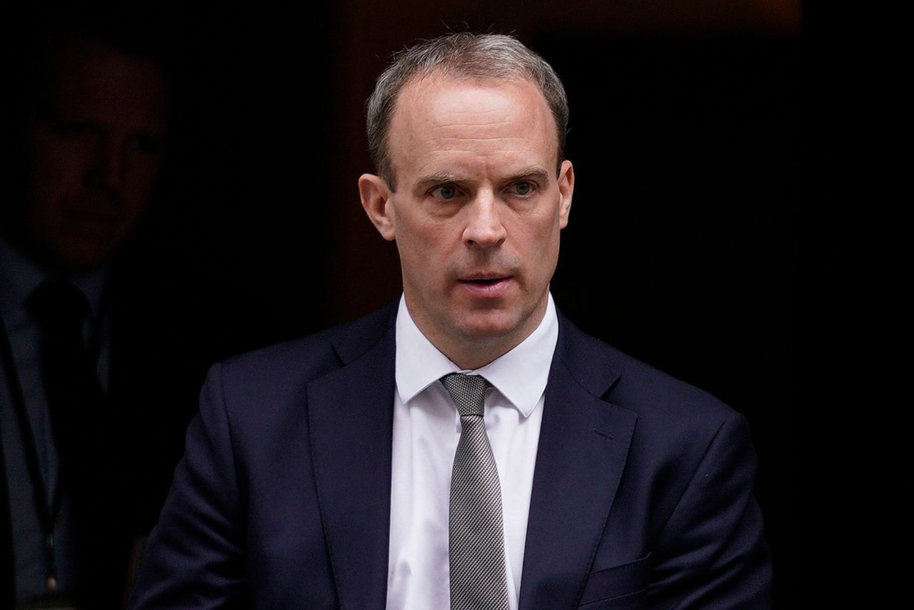 Britain's Foreign Secretary Dominic Raab leaves 10 Downing Street after a Cabinet meeting on March 17.