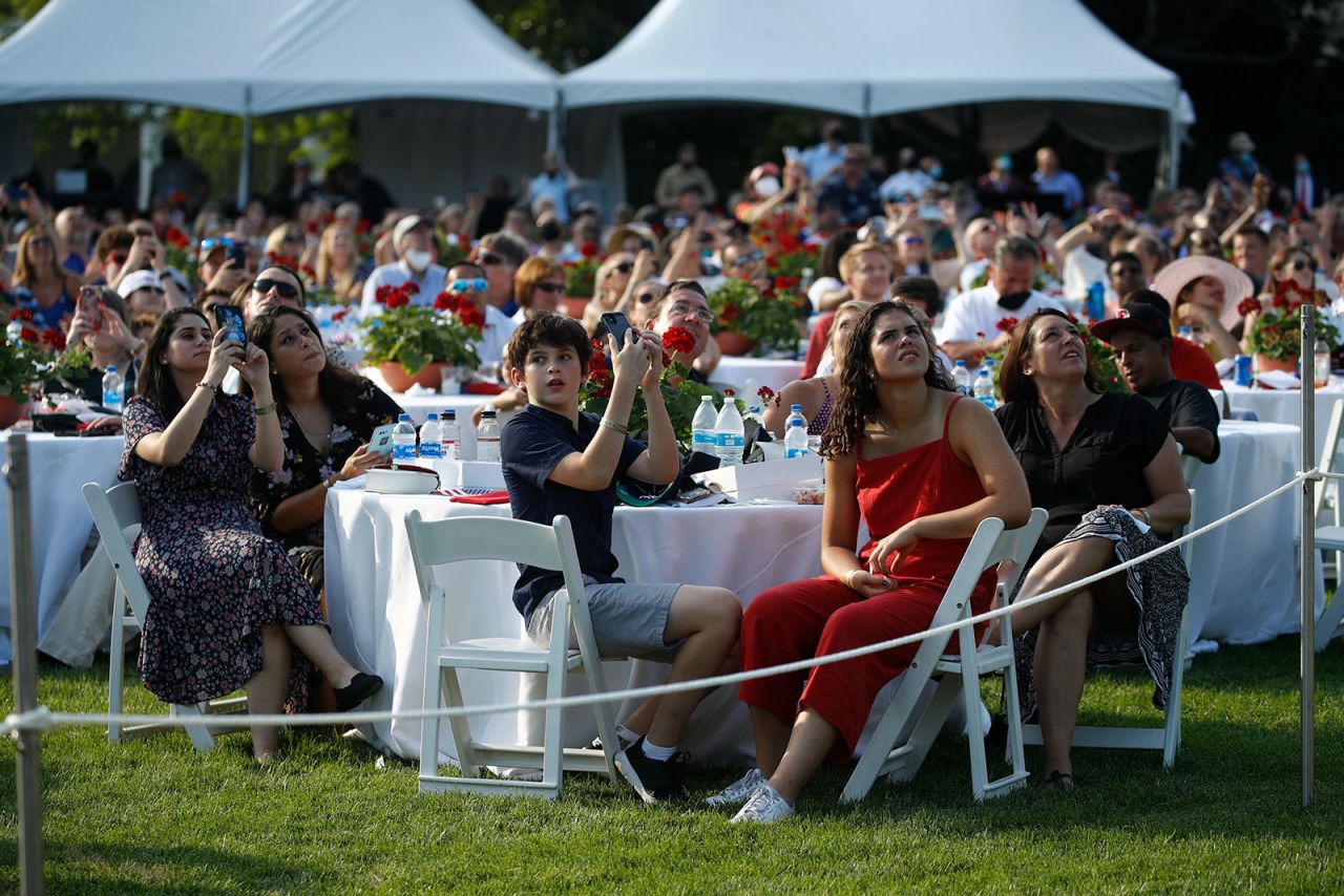 Guests attend the Salute to America event at the White House on Saturday.