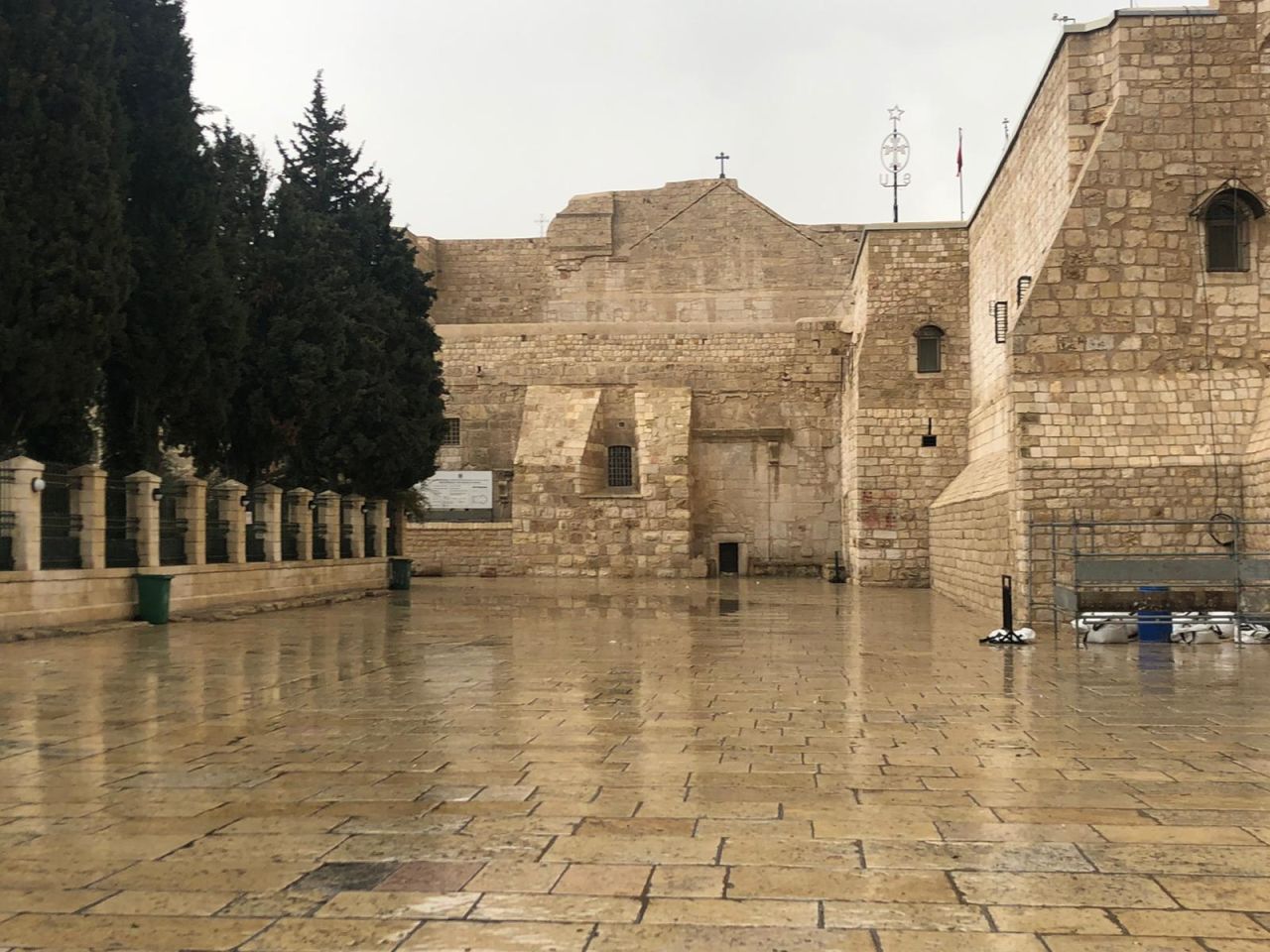 Doors were closed at the Church of the Nativity, regarded as the birthplace of Jesus.