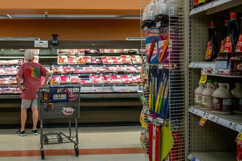 A customer shops in a Kroger grocery store on July 15, 2022 in Houston, Texas. 