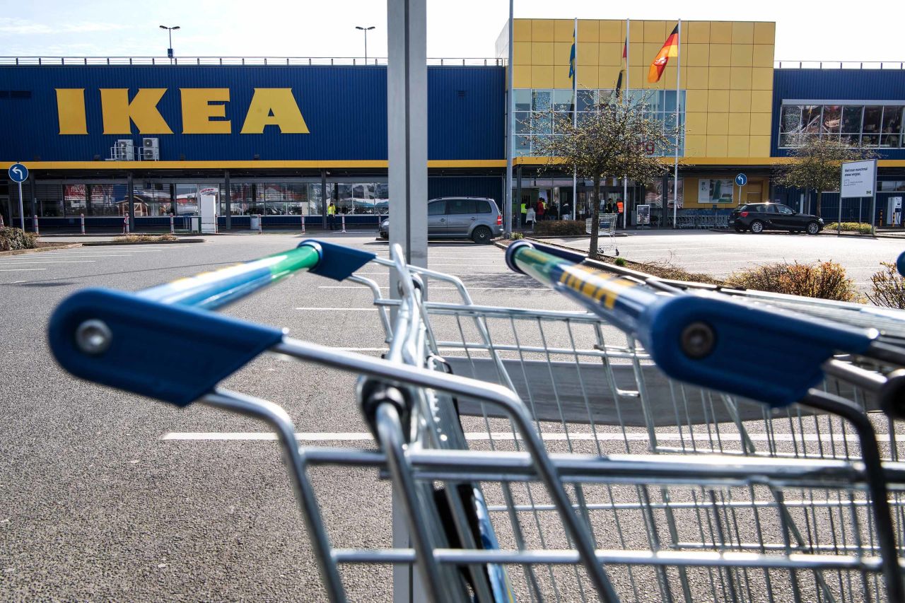 A view of a parking lot at a closed IKEA in Stuhr, Germany, on Tuesday.