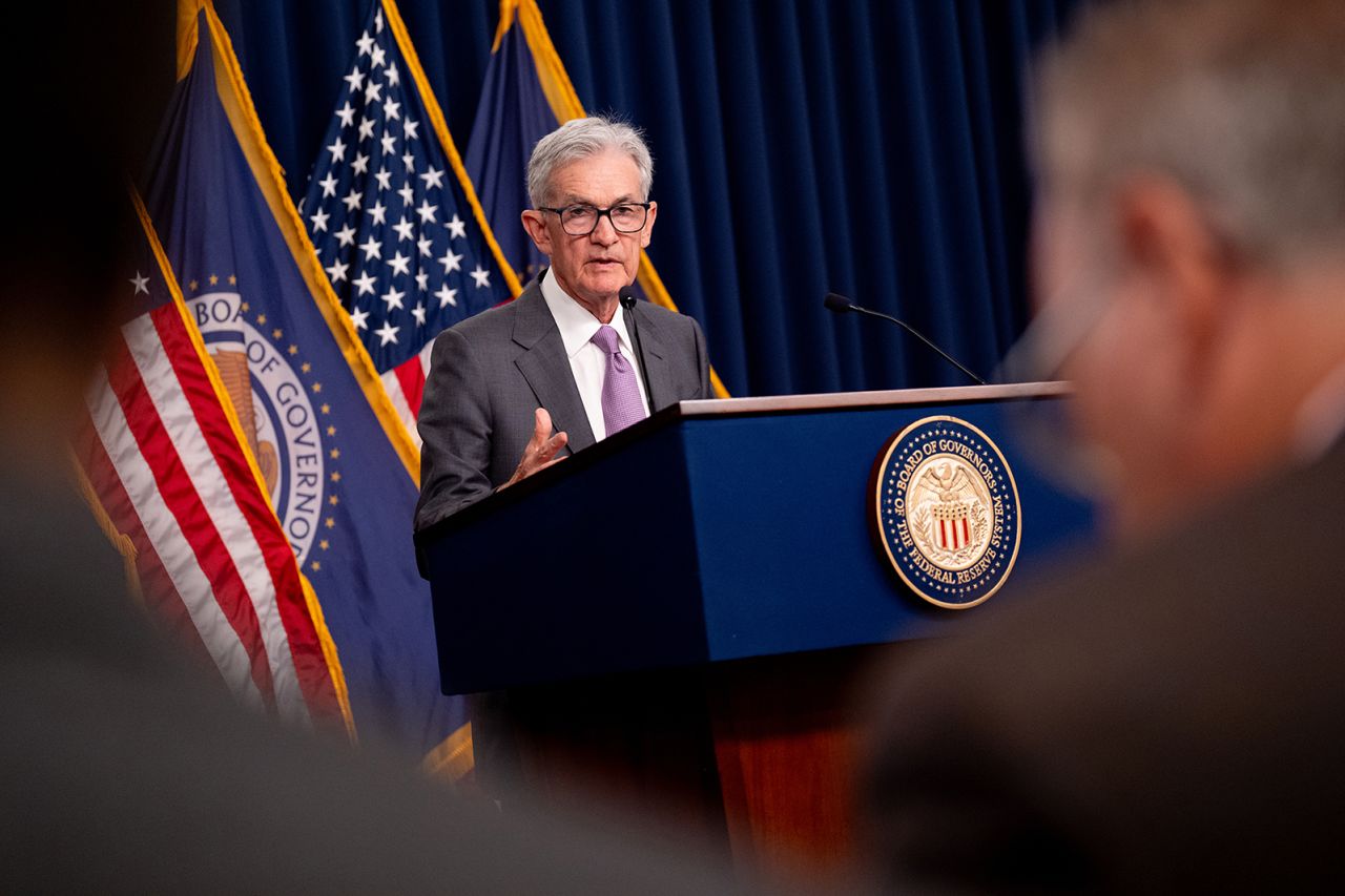 Federal Reserve Chairman Jerome Powell speaks at a news conference following a Federal Open Market Committee meeting at the William McChesney Martin Jr. Federal Reserve Board Building on July 31 in Washington, DC.