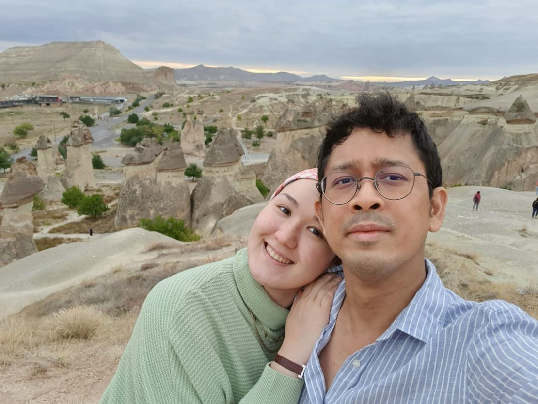 Ariff and Liliya got chatting at the wedding after party. Here they are pictured later on in Cappadocia, Turkey.