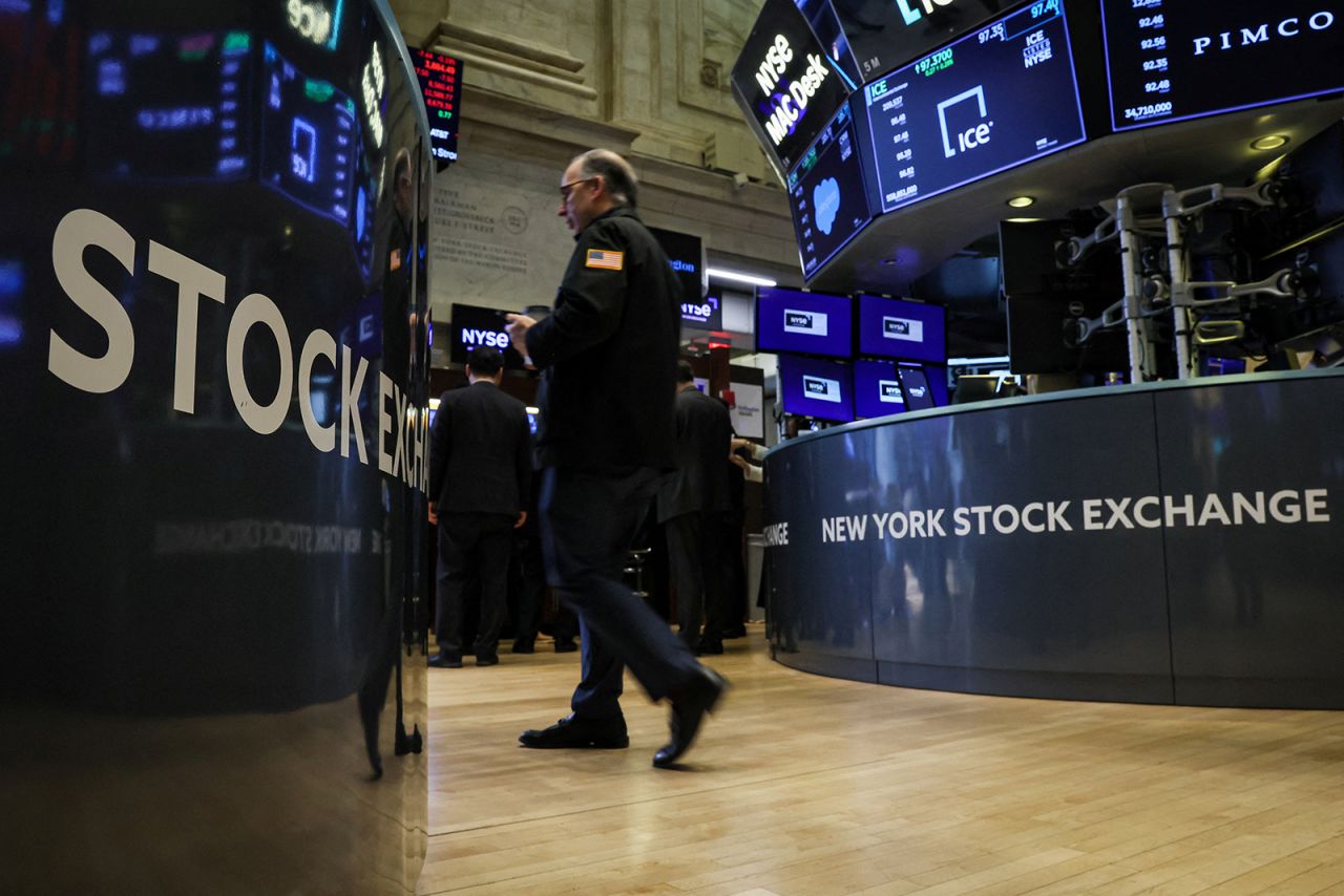 Traders work on the floor of the New York Stock Exchange on March 16.