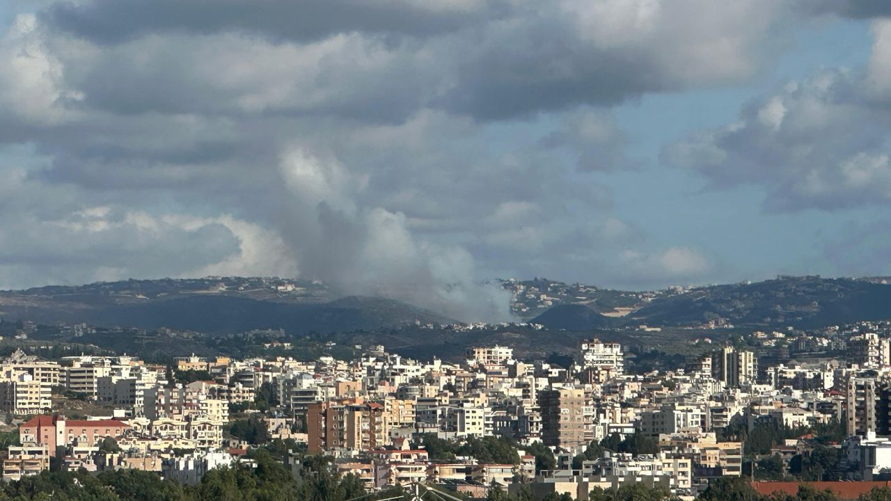 Smoke rises after an Israeli airstrike in Tyre, Lebanon, on September 19.