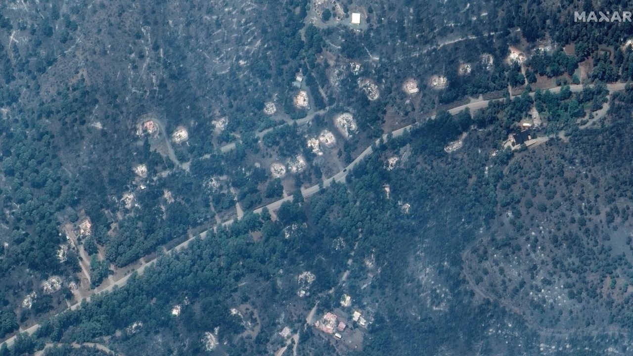 Homes damaged by the South Fork Fire in Ruidoso, New Mexico. 