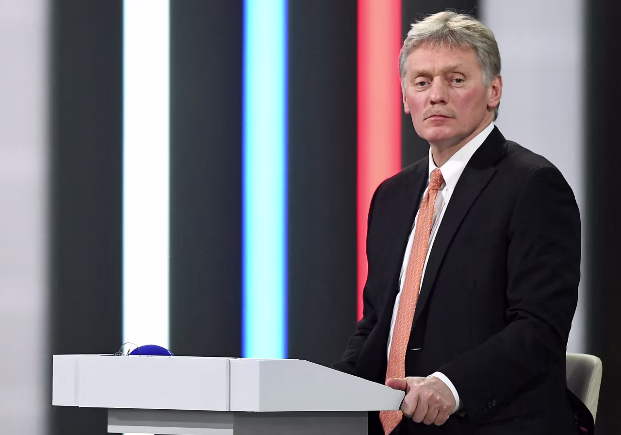 Kremlin spokesman Dmitry Peskov speaks in Moscow in 2021. 