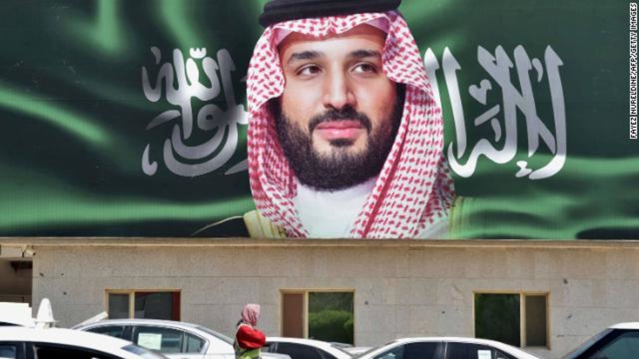 A billboard of Saudi Crown Prince Mohammed bin Salman (MBS) in the capital Riyadh, ahead of the Future Investment Initiative FII conference.