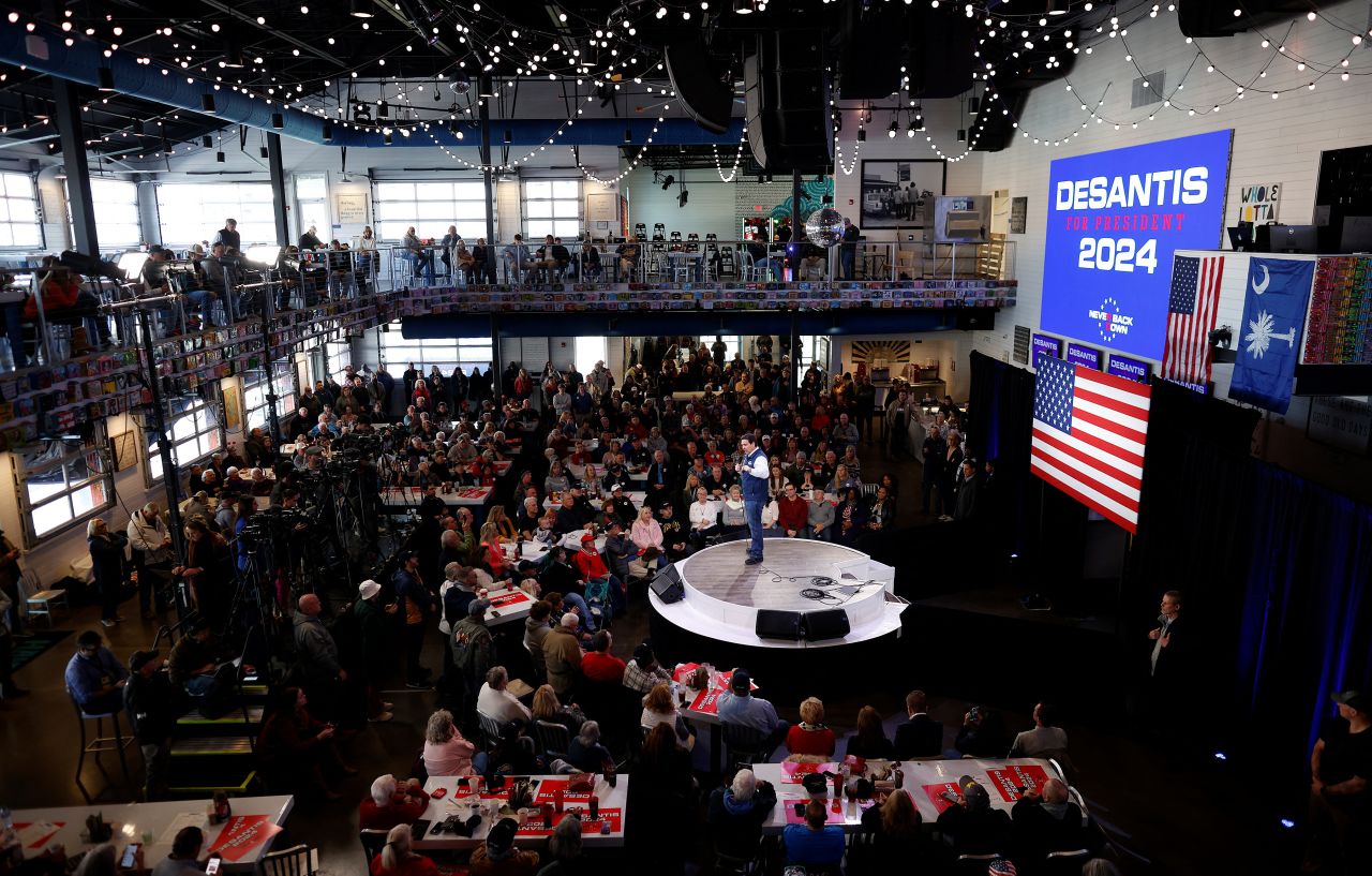 Florida Gov. Ron DeSantis speaks during a campaign visit in Myrtle Beach, South Carolina, on January 20.