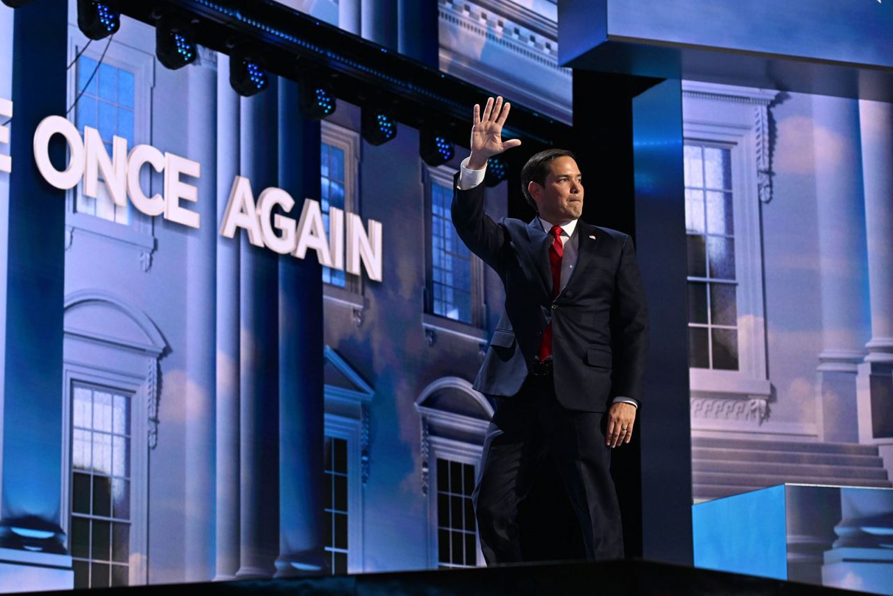 Sen. Marco Rubio on stage during Republican National Convention in Milwaukee on Tuesday, July 16.