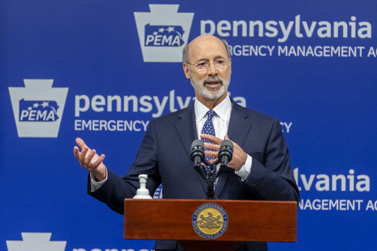 Pennsylvania Gov. Tom Wolf speaks with the media in Harrisburg, Pennsylvania, on May 29.