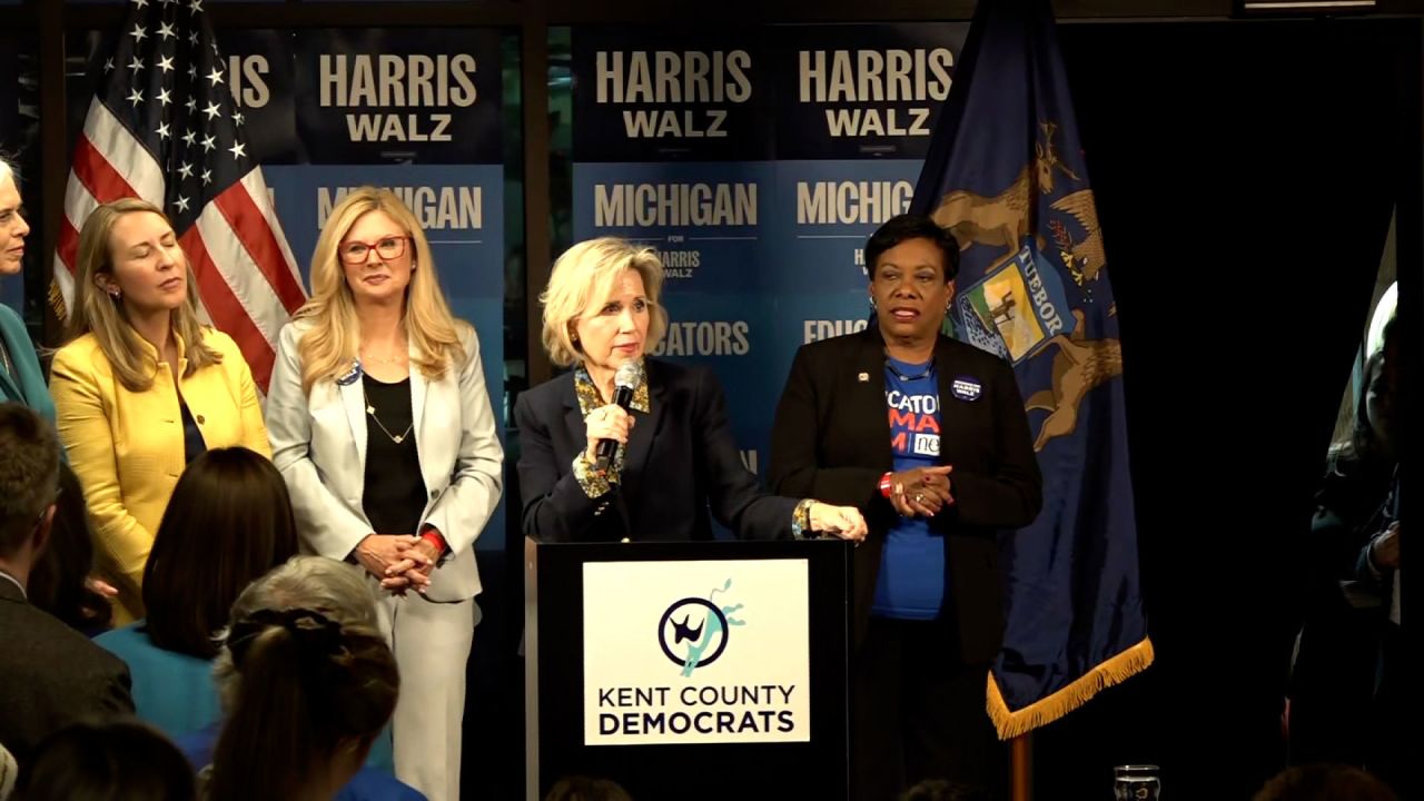 Minnesota first lady Gwen Walz speaks at an event in Grand Rapids, Michigan, on September 4.