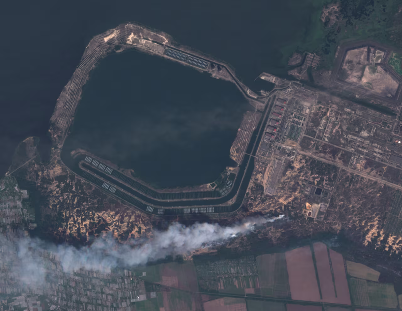 The Zaporizhzhia nuclear power plant is seen at 11:35 a.m. local time on Aug. 24.