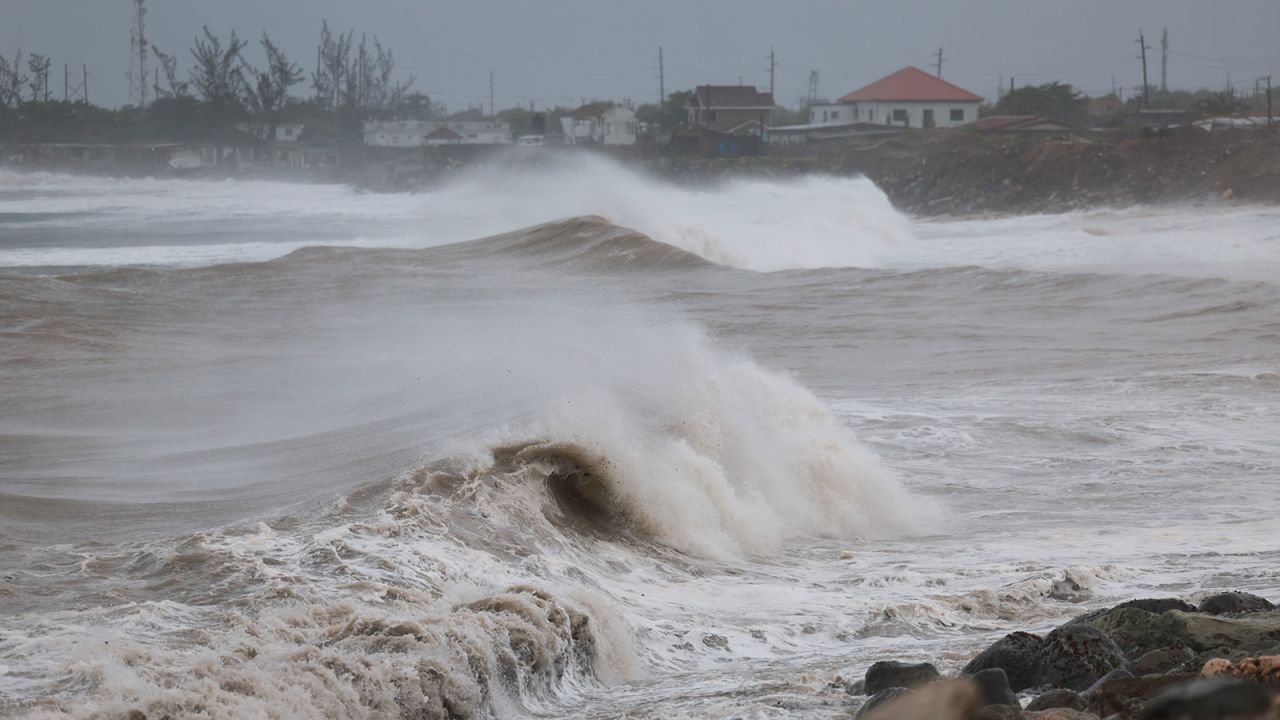 Waves crash ashore on Wednesday, July 03, in Kingston, Jamaica. 