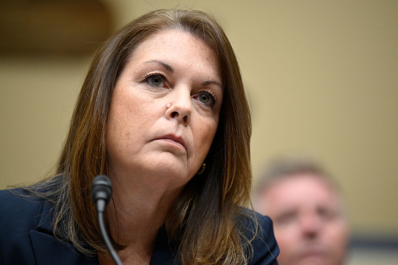 US Secret Service Director Kimberly Cheatle testifies before the House Oversight and Accountability Committee on Capitol Hill on Monday.