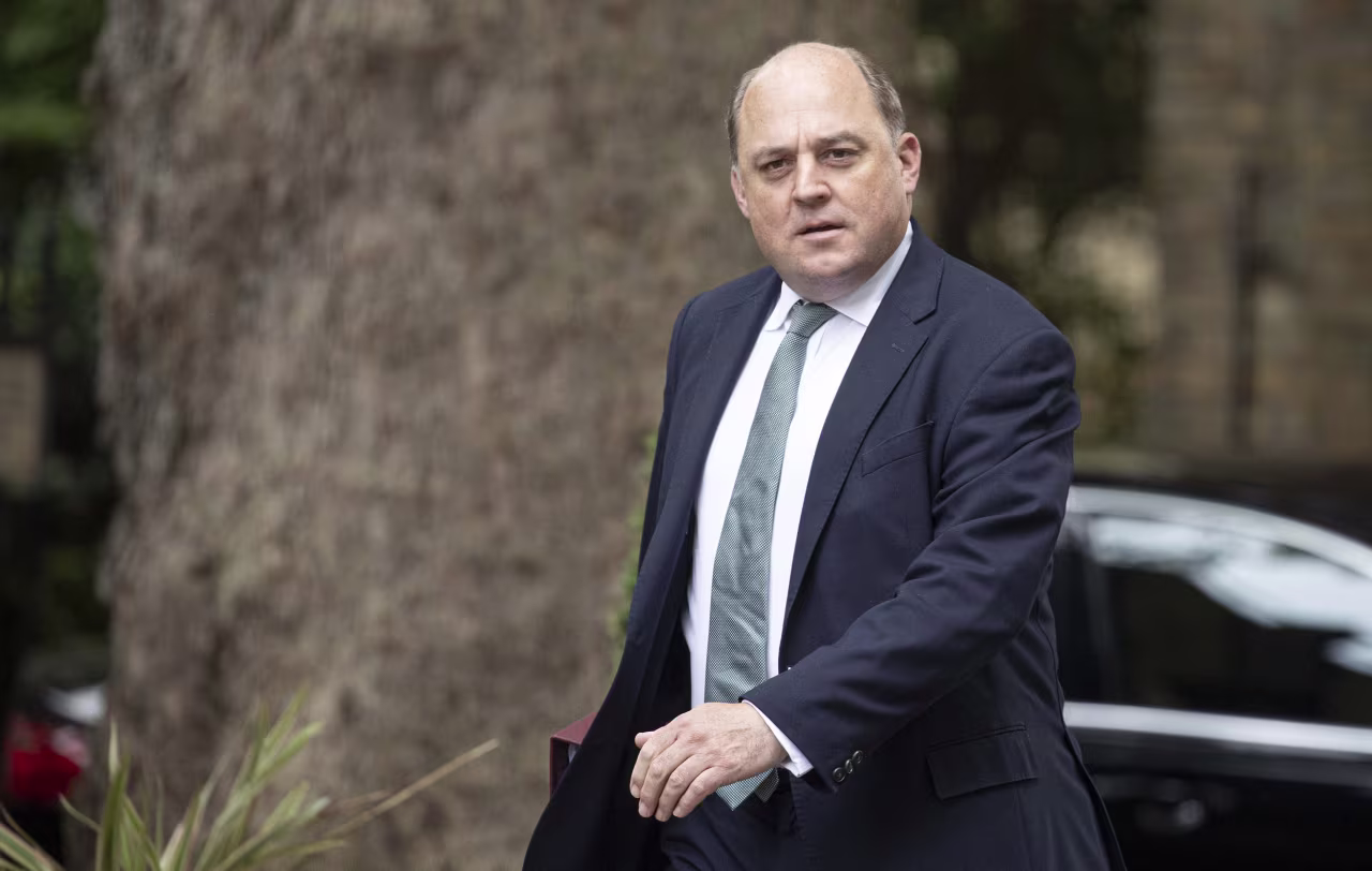 Secretary of State for Defense Ben Wallace leaves Downing Street after attending the weekly cabinet meeting in London, England, on July 12.