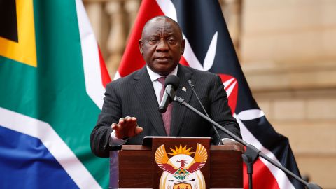 South African President Cyril Ramaphosa speaks to press on November 23, in Pretoria, South Africa. 
