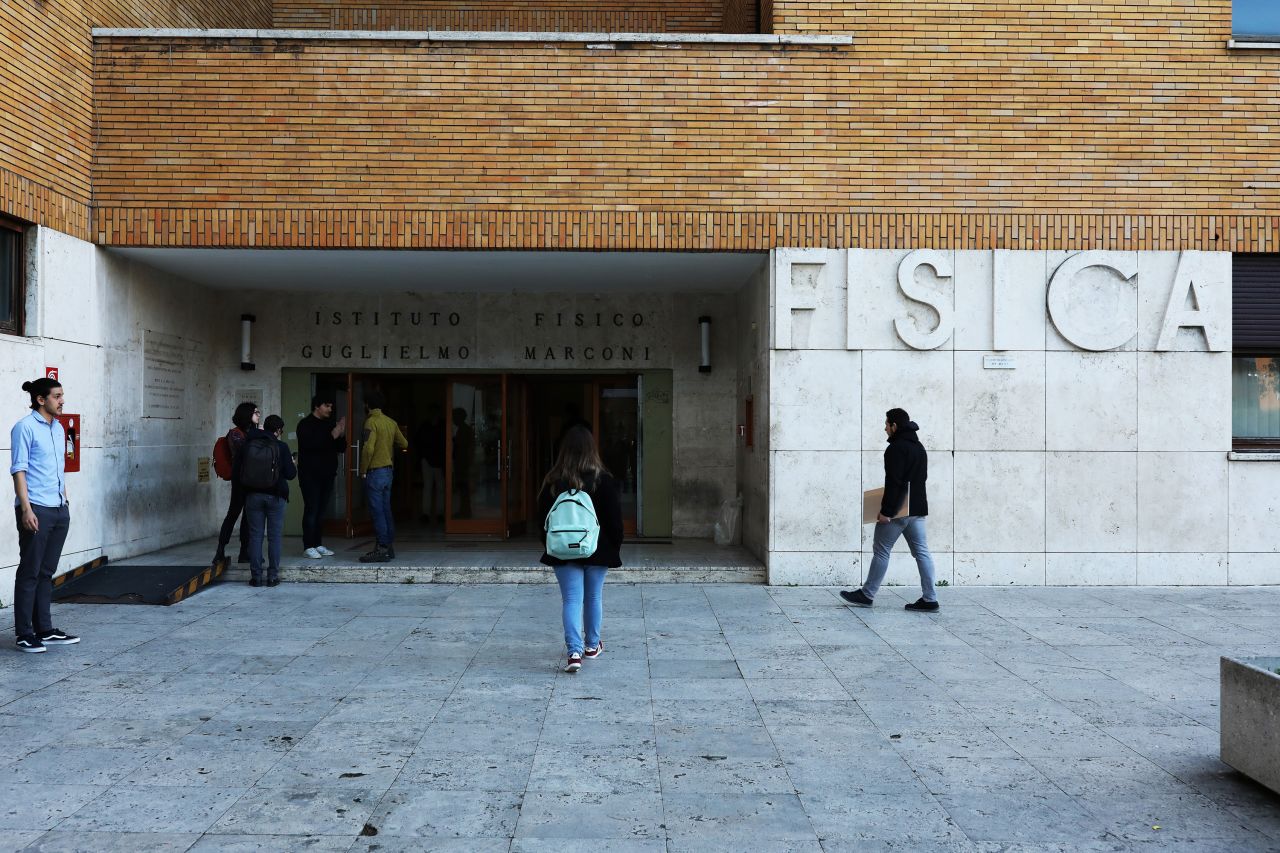 University students are seen at La Sapienza University Campus on Wednesday, March 4, in Rome, Italy.