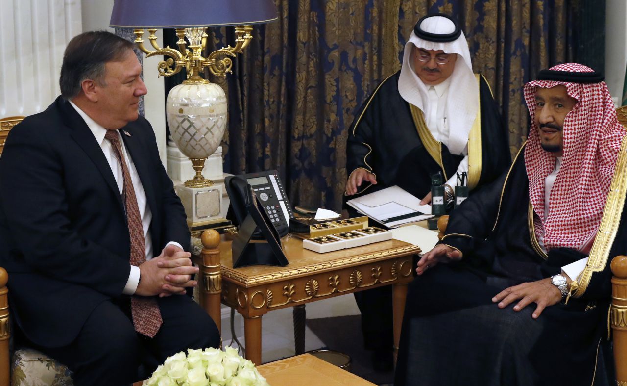 Saudi Arabia's King Salman met with US Secretary of State Mike Pompeo in Riyadh on Tuesday.