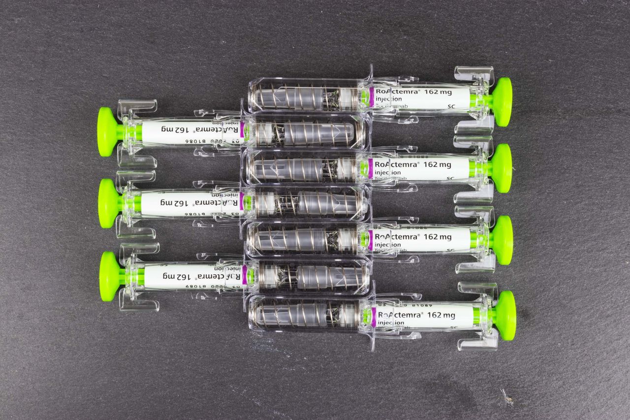 Tocilizumab injections for arthritis are pictured in Leeds, England, in January 2019.