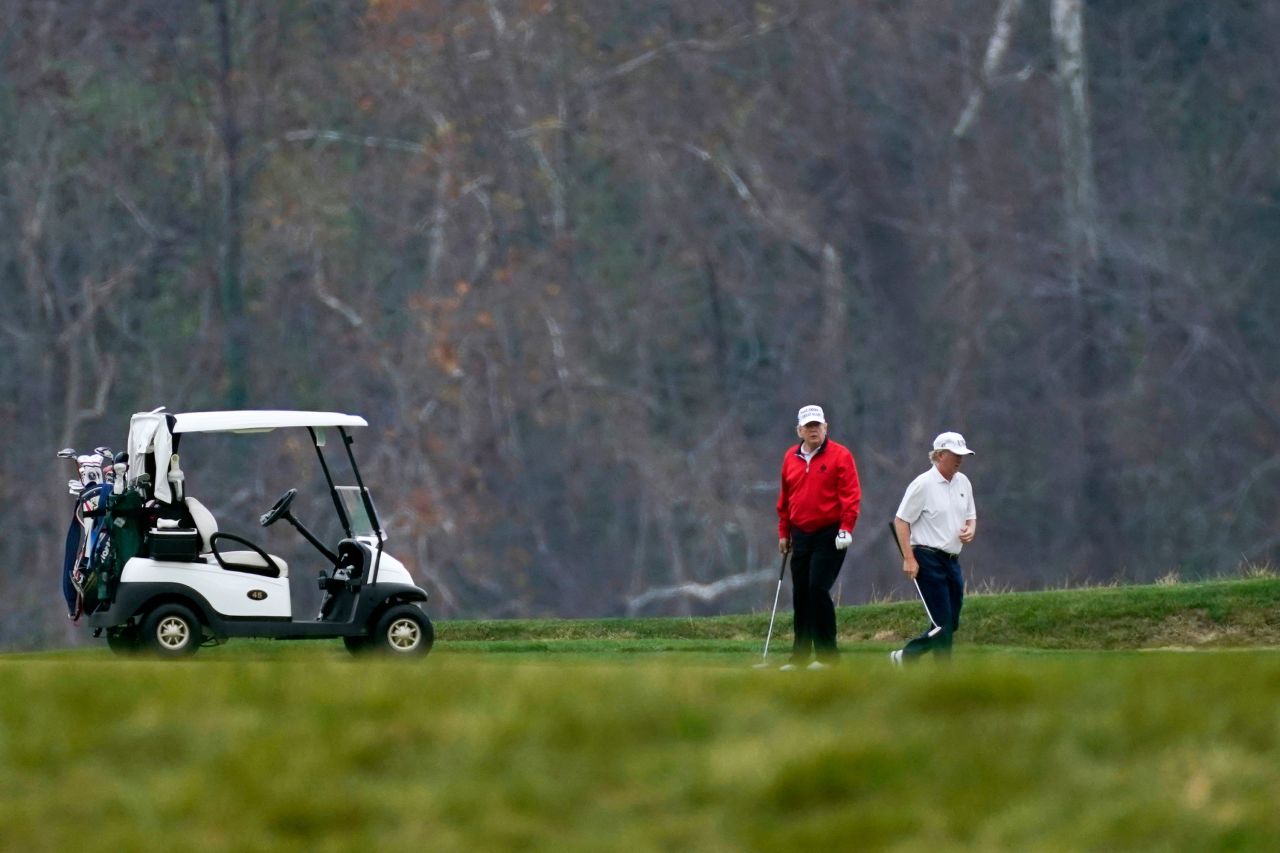 President Donald Trump plays golf at Trump National Golf Club in Sterling, Virginia on Saturday, November 21.