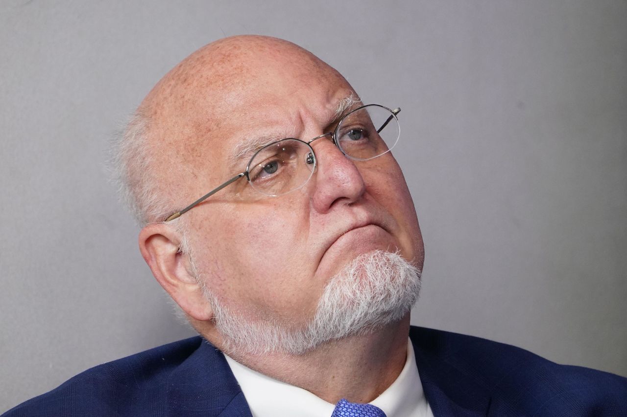 CDC Director Robert R. Redfield attends the daily briefing at the White House on April 8.