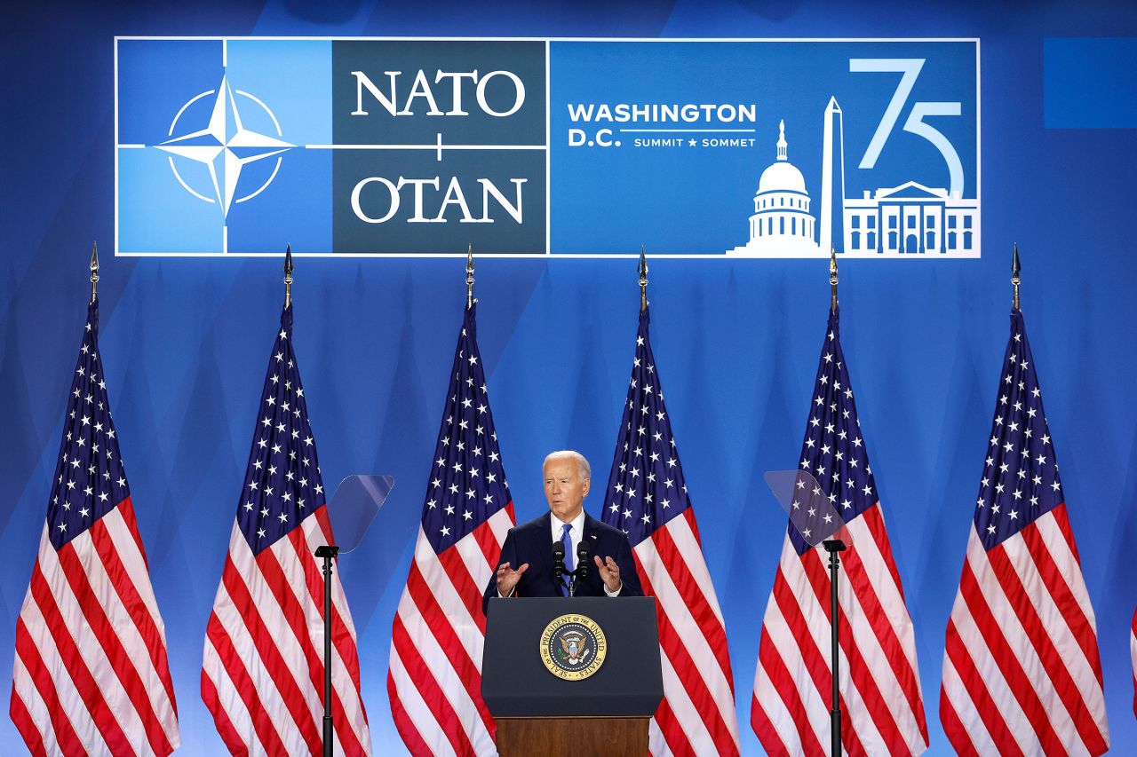 President Joe Biden holds news conference at the 2024 NATO Summit on July 11 in Washington, DC. 