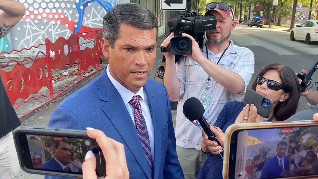 Former Georgia Lt. Gov. Geoff Duncan speaks to the media in Atlanta on Aug. 14. 