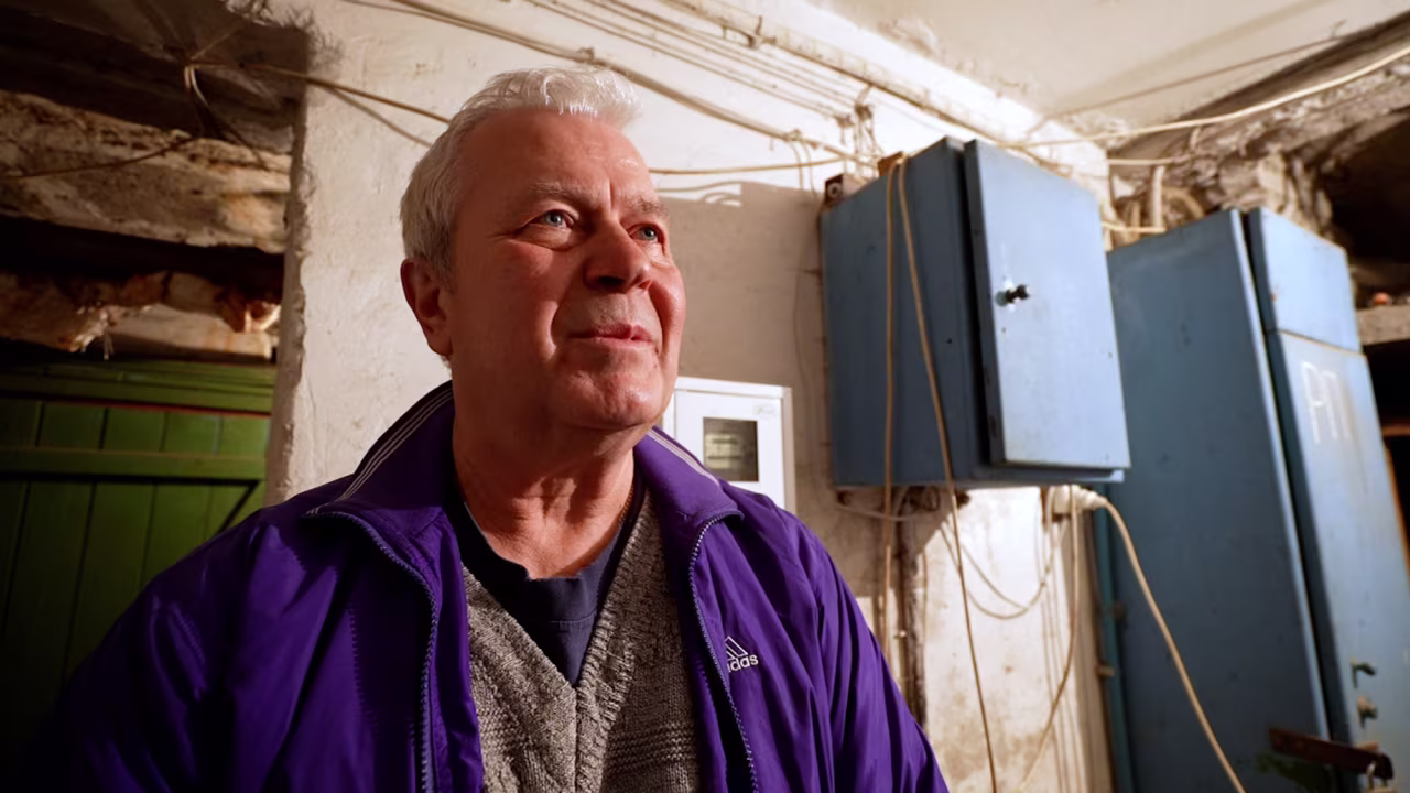 Oleksandr is a widower. An artillery round hit his house on April 1. Since then, he’s been living in the basement more or less continuously. 