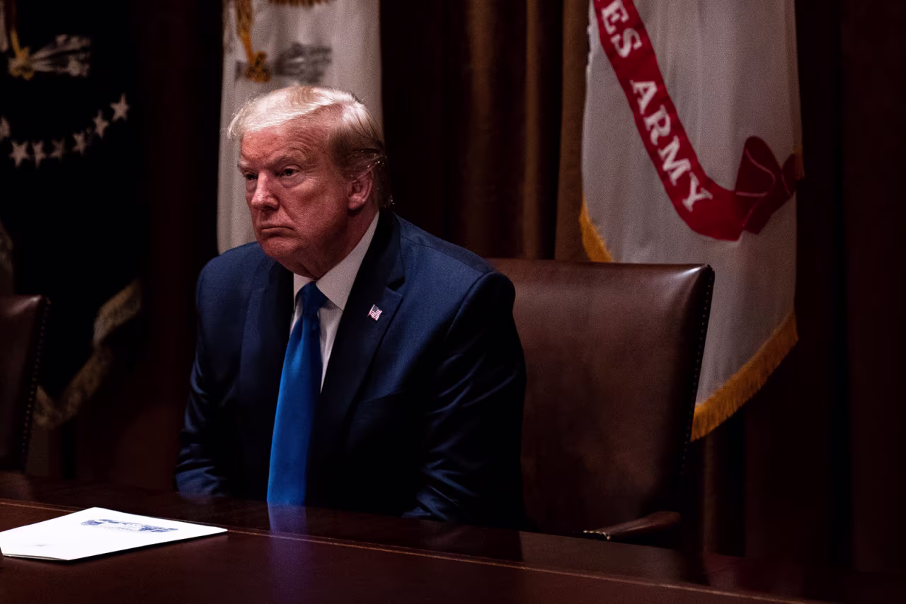 US President Donald Trump participates in a meeting with senior military leadership and the national security team in the Cabinet Room of the White House in Washington on May 9.