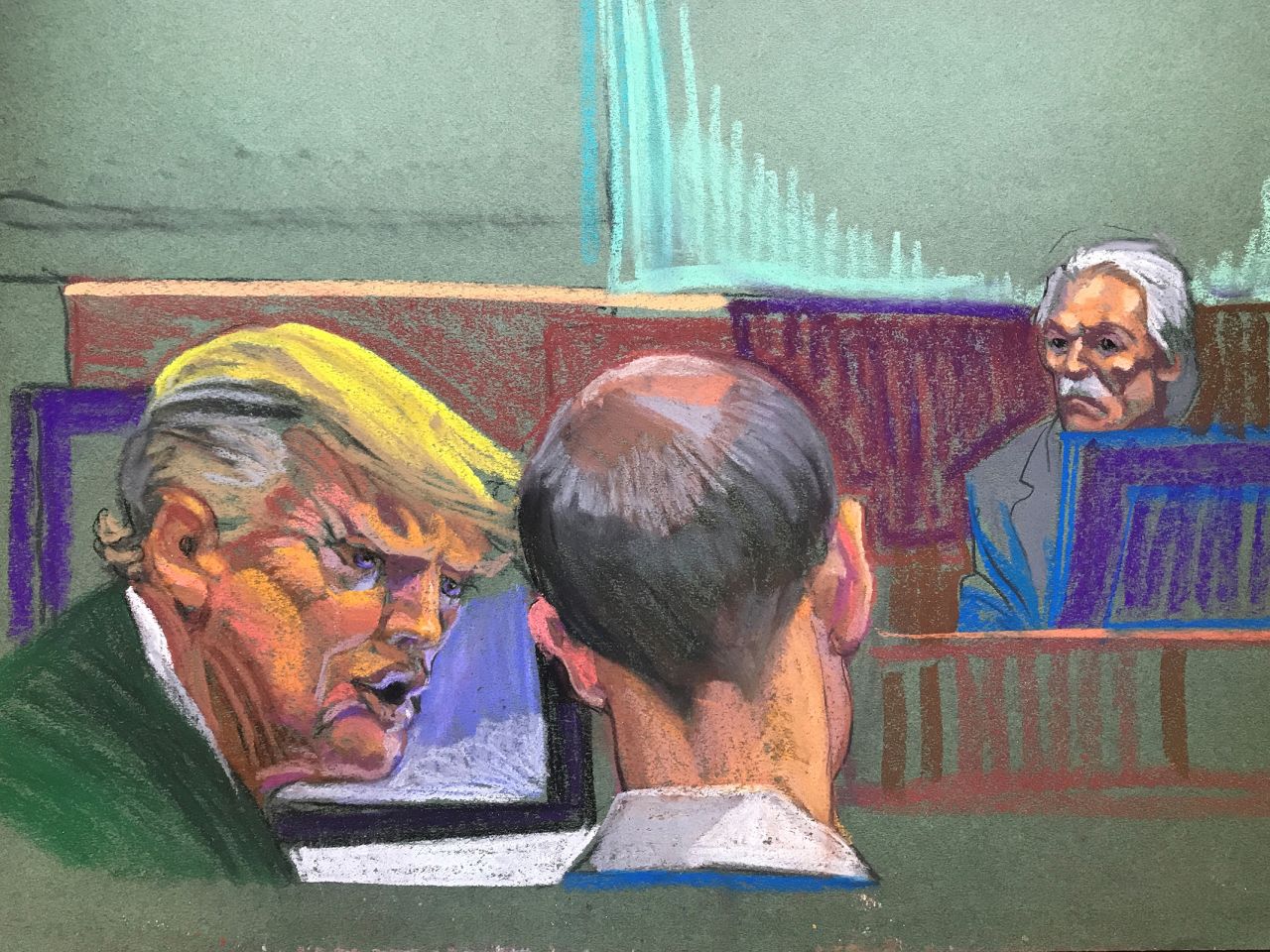 Trump speaks to Bove as Pecker takes the stand.