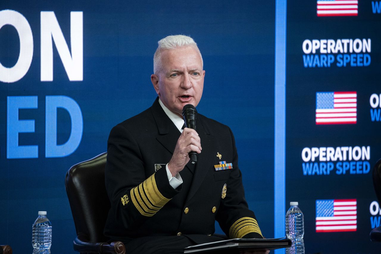 Admiral Brett Giroir, U.S. assistant secretary for health, speaks during an Operation Warp Speed vaccine summit at the White House in Washington DC, on Tuesday, December 8. 