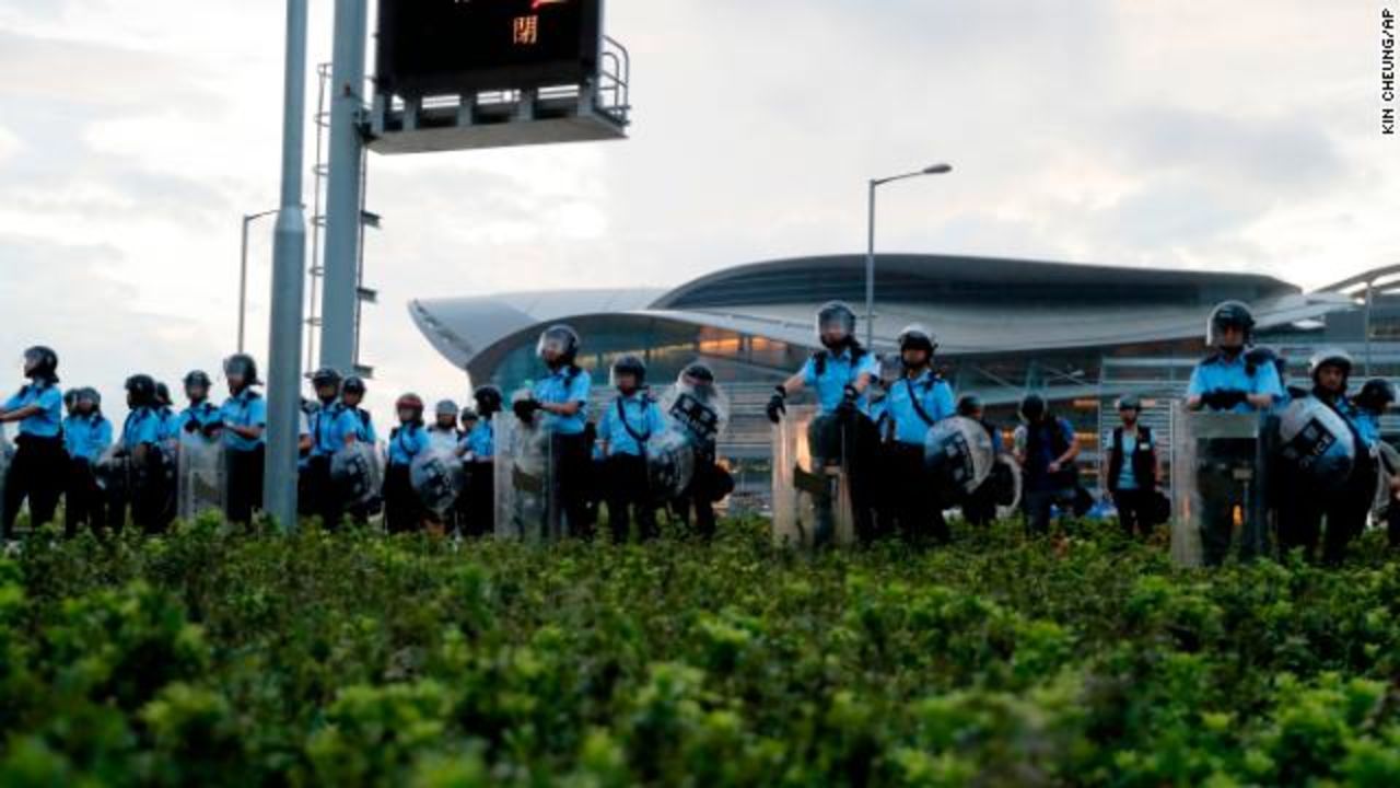 Hong Kong police were on the streets as early as 6:30 a.m.