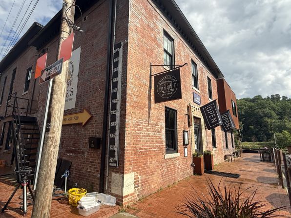 Flood ruler attached to the Old Marshall Jail Hotel. Flood waters reached the 27-foot mark on September 27, 2024.