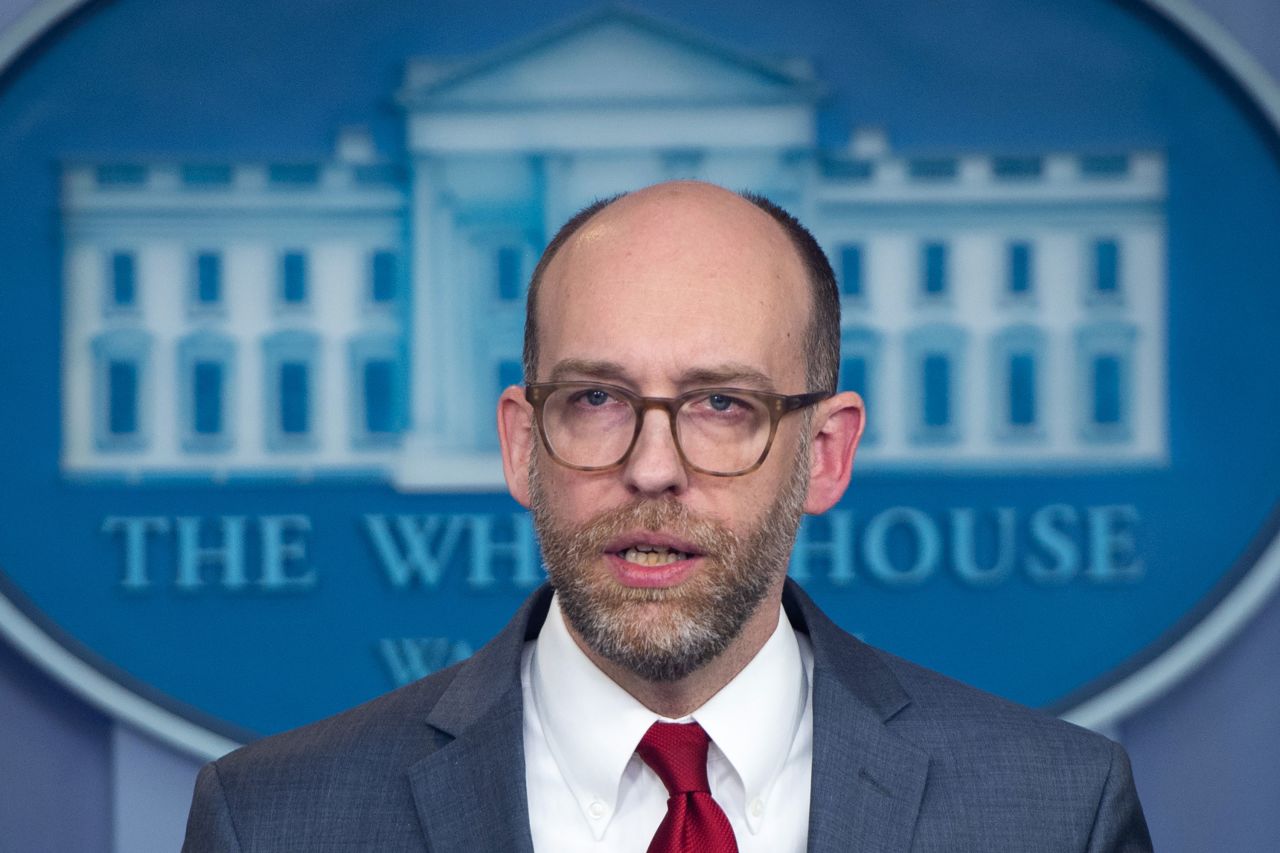 Russell Vought, Acting Director of the Office of Management and Budget, speaks during a press briefing at the White House on March 11, 2019.