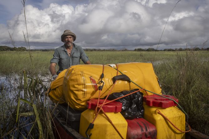 Each canoe is packed to the brim with research equipment and supplies, often weighing over 350 kilograms. The weight can make it difficult to portage – where a boat and its contents have to be carried.