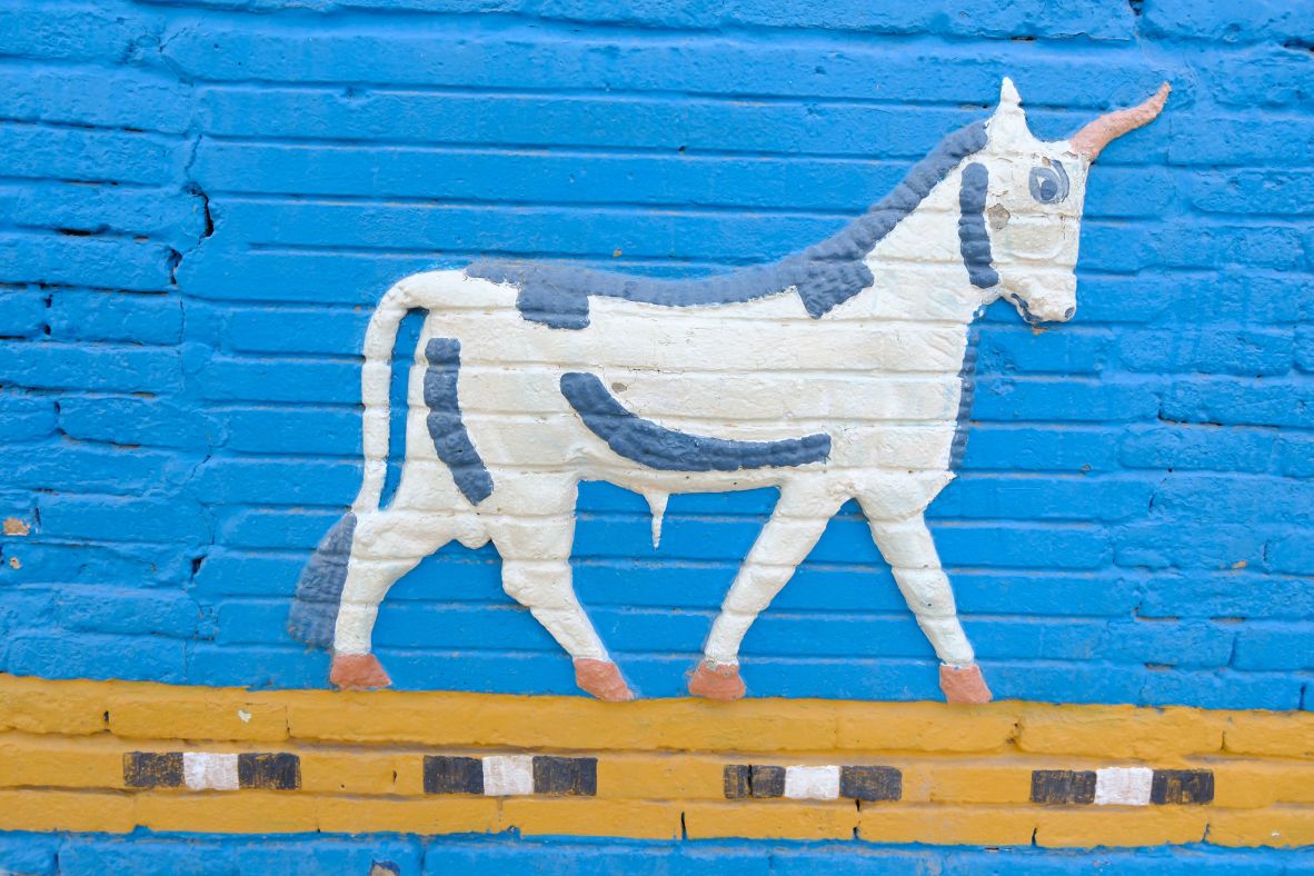 <strong>Artistic detail: </strong>This Bull figure from the reconstructed Ishtar Gate is a symbolic animal of the Babylonian weather god Adad.
