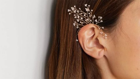 14/Quatorze Baby’s Breath Gold-Plated Pearl Ear Cuff